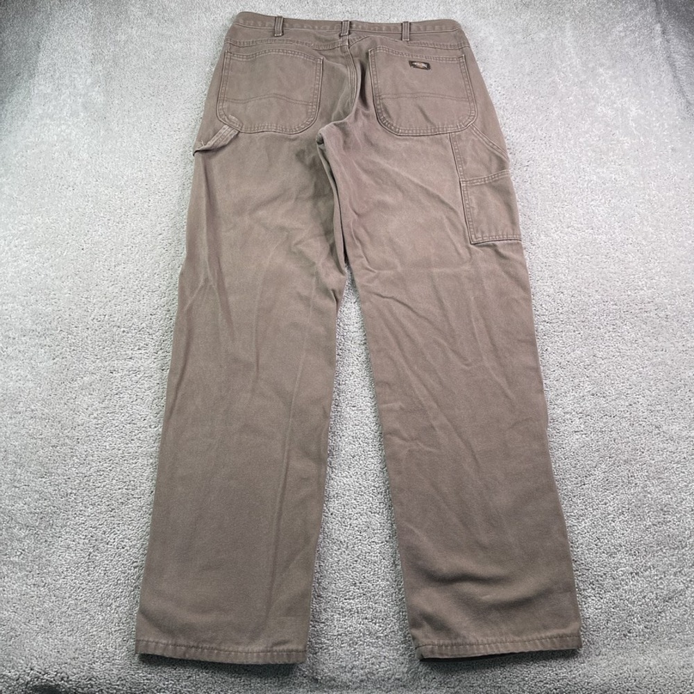 Dickies Pants Mens 34x34 Brown Carpenter Utility Canvas Workwear Hammer Loop